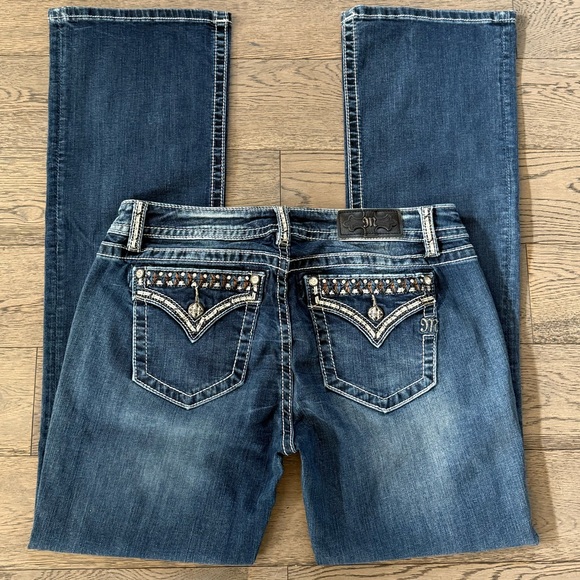 Miss Me Rhinestone Pocket Bootcut Jeans - Picture 1 of 13